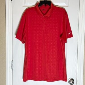 Nike Golf Dri-Fit Men's XL Short Sleeve Red Embossed Polo Athletic Sport